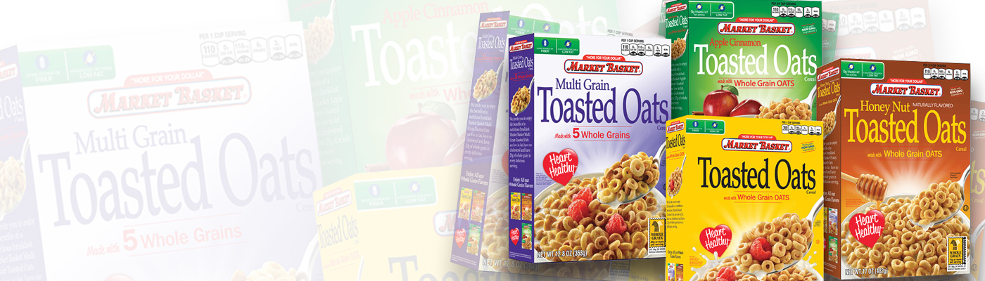 Wright Design created impressive packaging for new Market Basket Toasted Oats cereals…